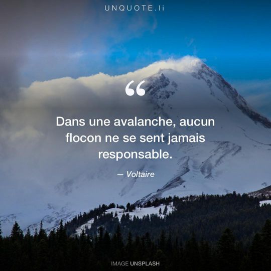 Image d'Unsplash remixée avec citation de Voltaire.